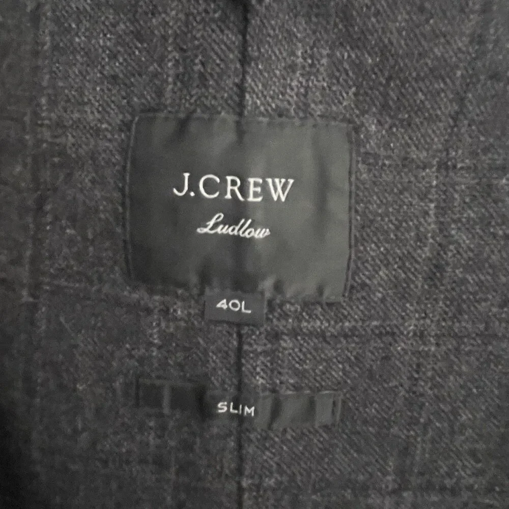 J. Crew Ludlow Blazer Size 40L Long Slim Fit Windowpane Wool Blend Unstructured